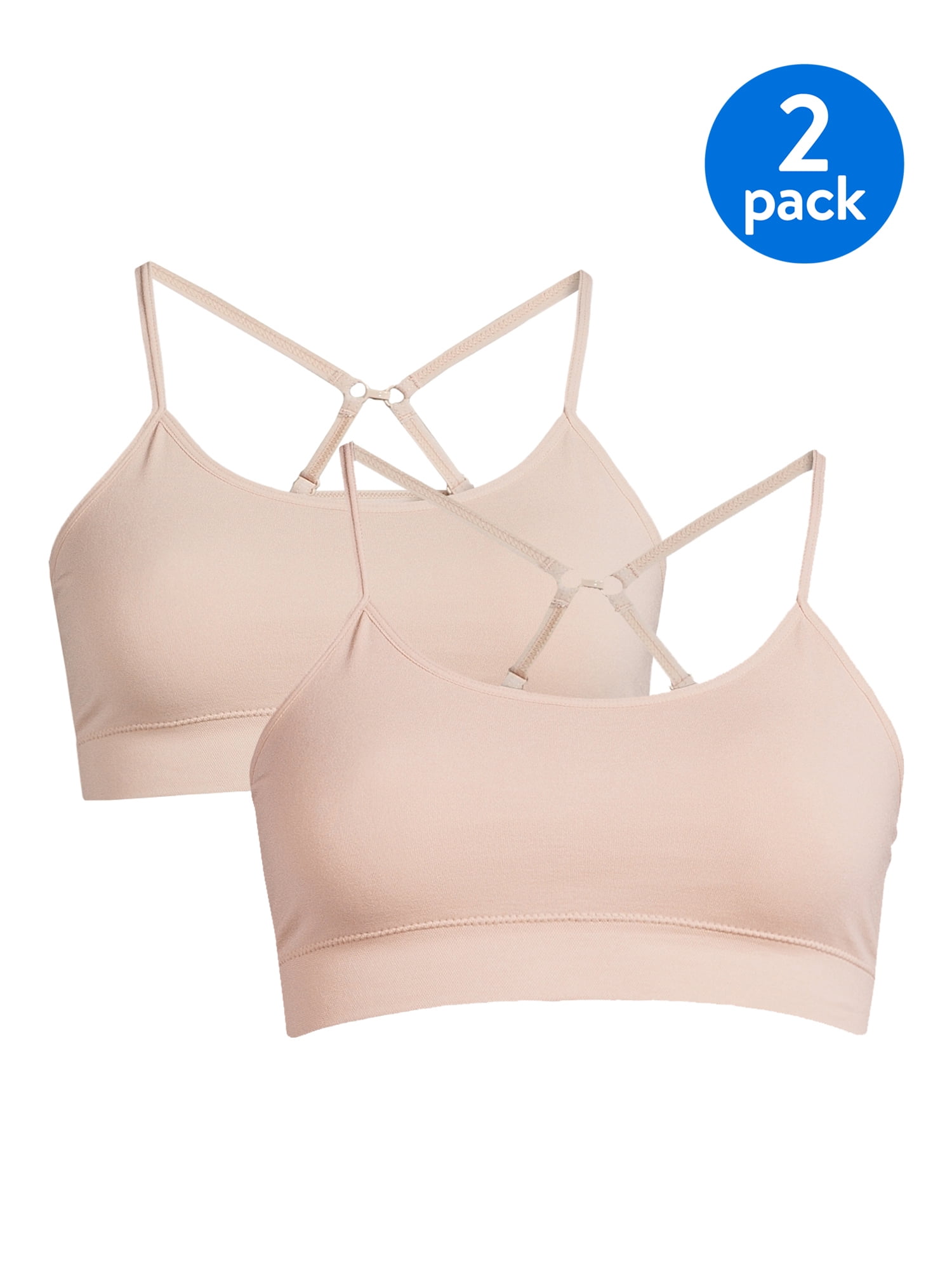 No Boundaries Juniors' Seamless Convertible Cami Bras, 2Pack
