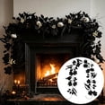 thumbnail image 2 of Halloween Black Maple Leaf Decor, Realistic Artificial Leaf Garland, Gothic Hanging Foliage Accent, Door Mantel Wall Party Display, Spooky Seasonal Holiday Decoration, 2 of 9
