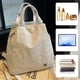 thumbnail image 5 of Mochila de lona de moda Transporte en 3 direcciones Bolsa de hombro versátil Amplio compartimento para portátil Asas cómodas Tela suave 28x27x12cm para viajes de trabajo y escuela, 5 of 7