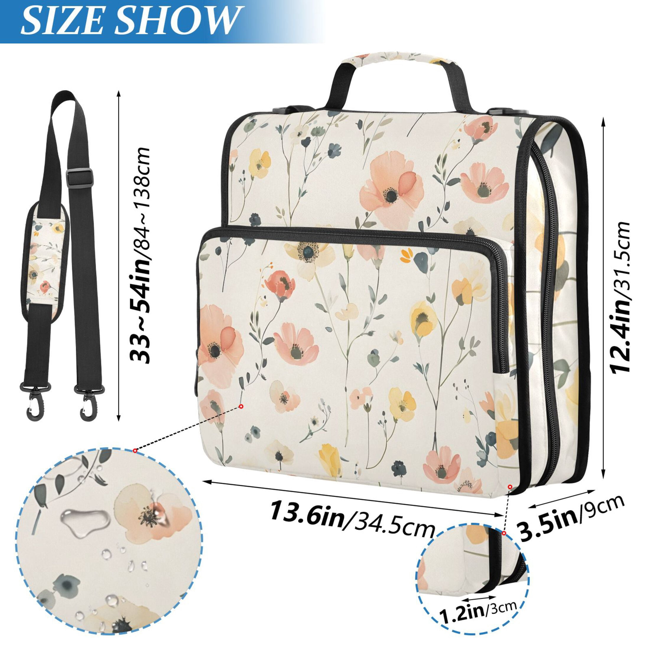 ALAZA Zipper Binder Floral Flower 3 Ring Trapper Keeper File Folder Organizer Bag