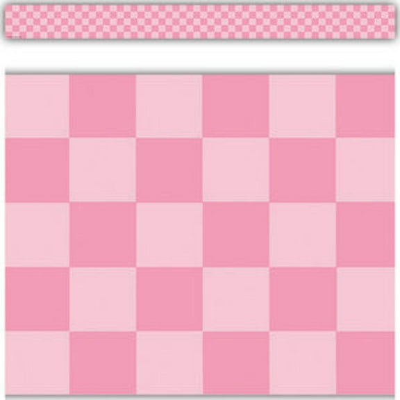 Cool for School Pink Checkers Straight Border Trim [TCR9332]
