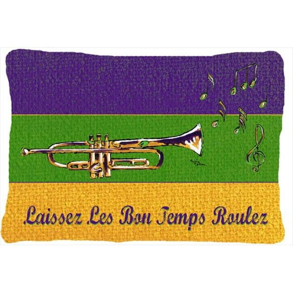 Carolines Treasures 8382PW1216 Mardi Gras Indoor & Outdoor Decorative Fabric Pillow - 12 x 16 in.