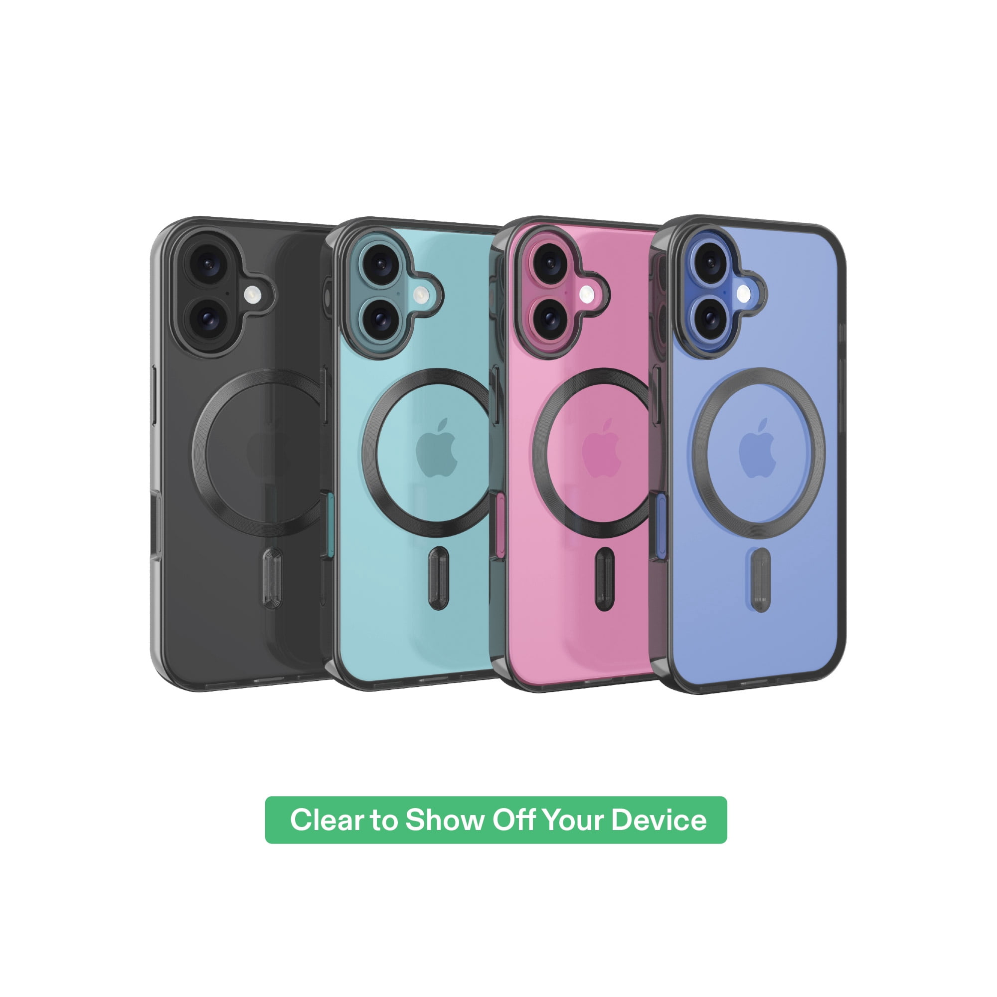 onn MagSafe Compatible Phone Case for iPhone 16 - Metallic Gray/Clear