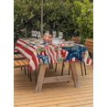 thumbnail image 3 of Outdoor Tablecloth with Umbrella Hole for Patio/Picnic/Party/Camping, 4th of July Waterproof Table Cloth Rectangle Table Cover Washable, Blue Stars Green Leaves Red Striped Independence (52"x 70"), 3 of 8