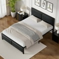 thumbnail image 3 of VECELO Full Metal Bed Frame with Wooden Headboard and Footboard, Heavy Duty Slat Supprt, No Box Spring Needed, Easy Assembly, Black, 3 of 18