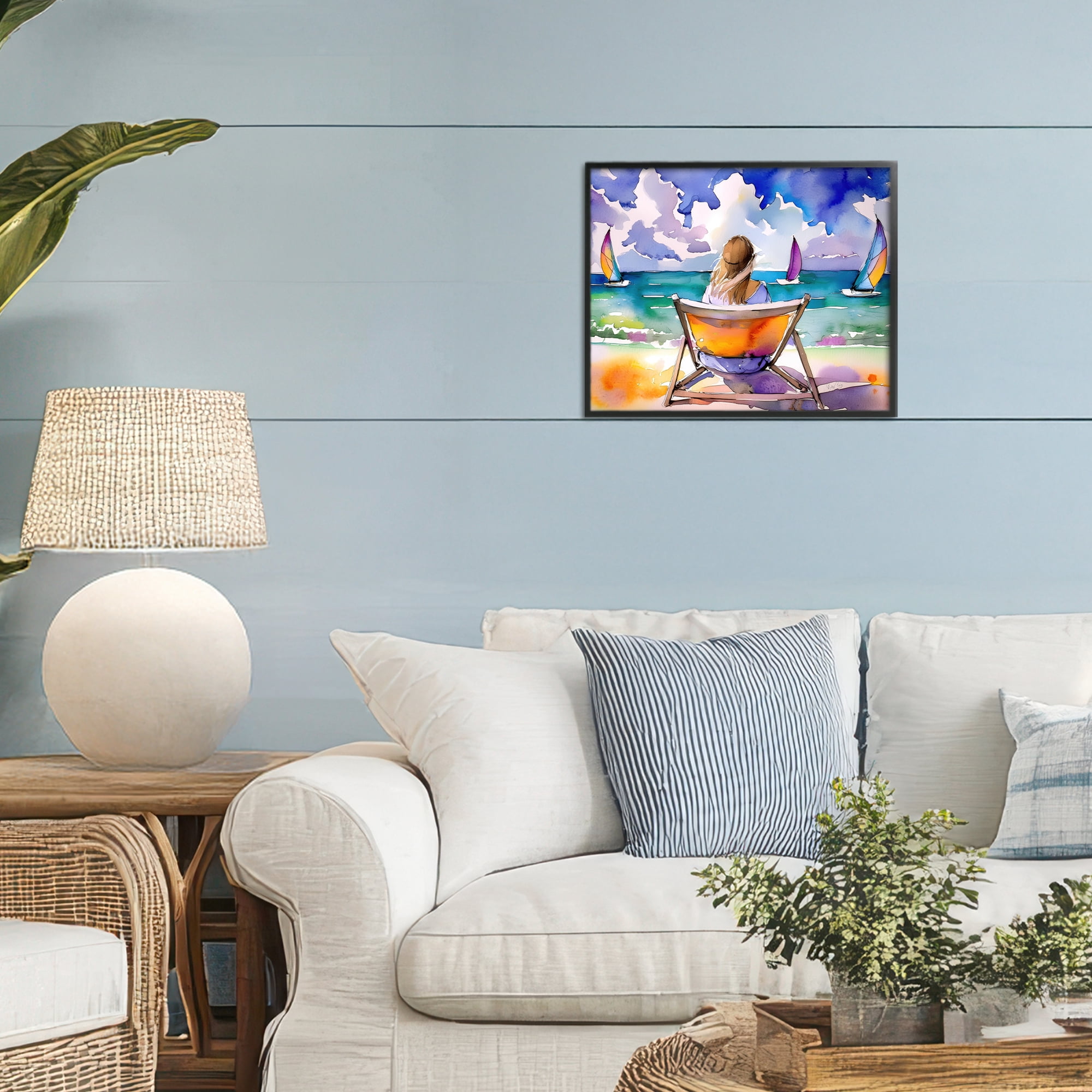 Stupell Industries Front Row to Paradise Black Framed Giclee Art, design by Shelly Craig