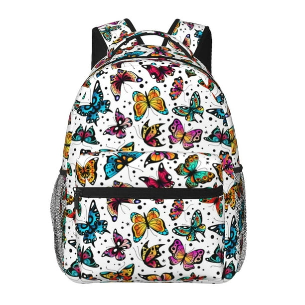 Disketp Colorful Flying Butterflies Mochila Estampada para Hombre y Mujer – Mochila Ligera Clásica con Múltiples Bolsillos para Universidad, Trabajo y Viajes-One Size