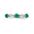 thumbnail image 4 of Solid 14k White Gold Diamond Emerald Green May Gemstone Wedding Band Ring Size 6 (.306 cttw.), 4 of 8
