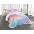 thumbnail image 3 of Ambesonne Pastel Quilted Bedspread Set 3 Pcs, Daydream Fantasy, Queen Size, Aqua Peach Pink, 3 of 5