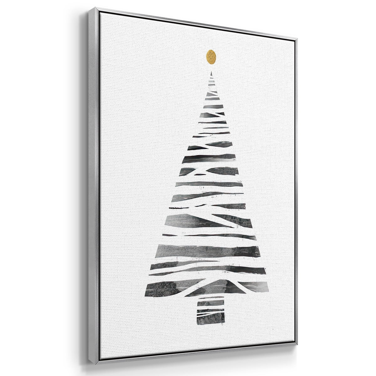 Christmas Tree I - Framed Gallery Wrapped Holiday Canvas - 27 x 41 - Silver Frame