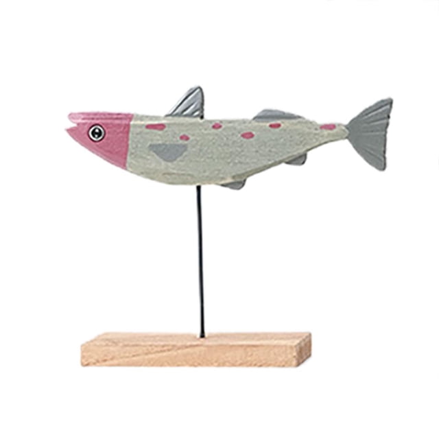 Peces De Madera, Decoración De Soporte, Estatua De Pescado, Decoración De Escritorio Para Bar De Oficina En Casa seitruly HA040697-03