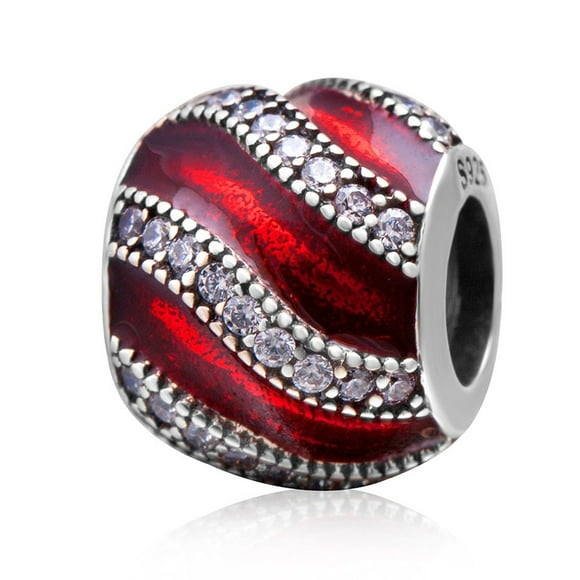 Espaceur en Argent Sterling 925 Charm Anniversaire Charm Anniversaire Charm Noël Charm pour Bracelet Charms Panodra (Rouge)
