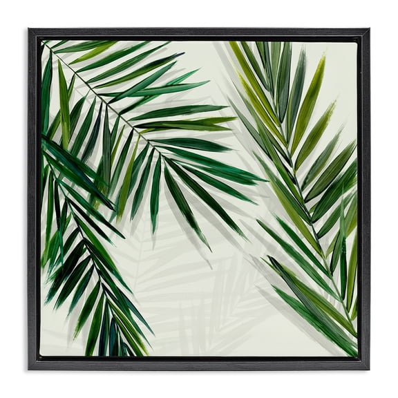 Stupell Industries Restful Palms with Shadows Plants & Flowers Painting Black Floater Framed Canvas Art Print Wall Art, 18 x 18