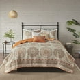 thumbnail image 3 of Madison Park Tangiers Floral Printed 6-Piece Full/Queen Reversible Quilt Set With Decorative Pillows, Orange, 3 of 5