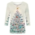 thumbnail image 5 of Christmas Shirts for Women Plus Size Casual Print Round Neck Short Sleeves Shirt Lightweight Outfits Pullover Blouses for Holiday S-5XL, 5 of 6