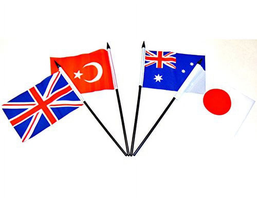 G-20 (Group of 20) WORLD FLAG SET with BASE--20 Polyester 4"x6" Flags, One Flag for Each Country in in the G-20, 4x6 Miniature Desk & Table Flags, Small Mini Stick Flags