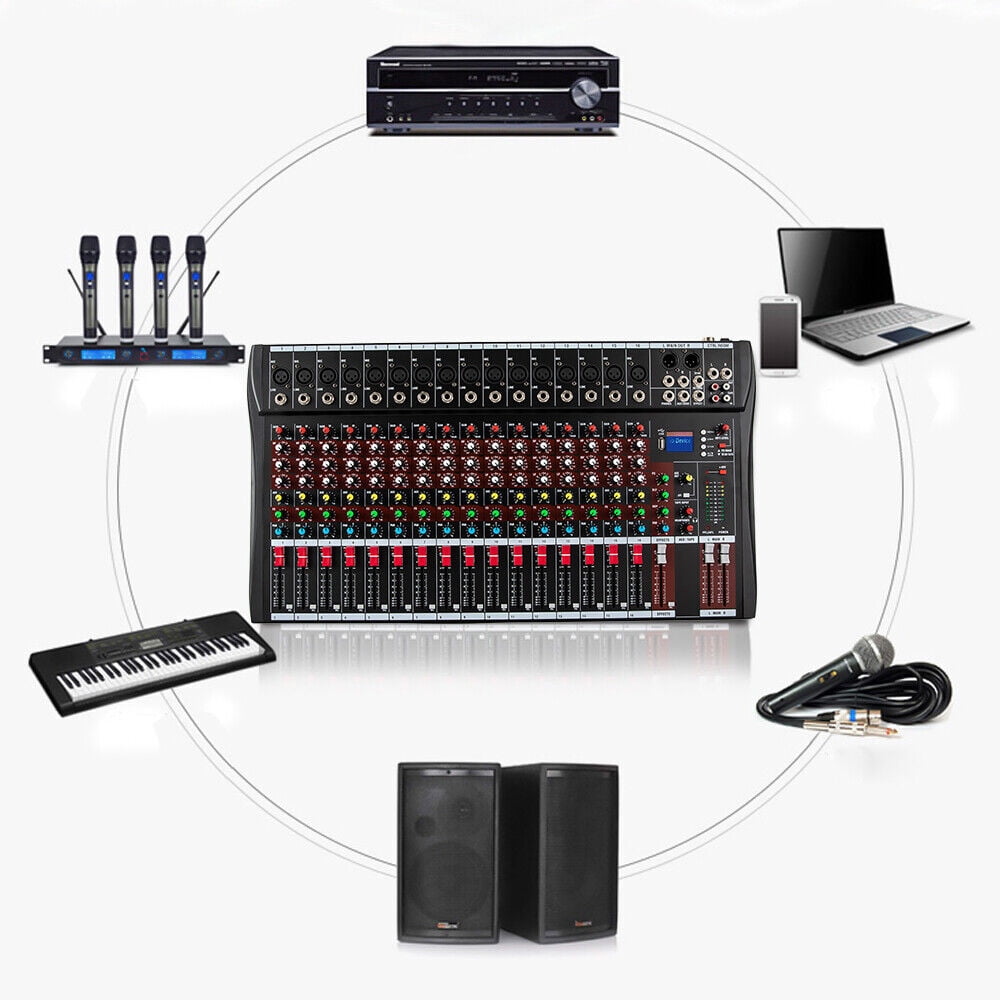HiKaRiGuMi Professional 16 Channel Sound Mixing Console Board USB DJ Wireless Bluetooth Audio Mixer