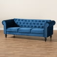 thumbnail image 4 of Baxton Studio Emma Traditional and Transitional Navy Blue Velvet Fabric Upholstered and Button Tufted Chesterfield Sofa, 4 of 10