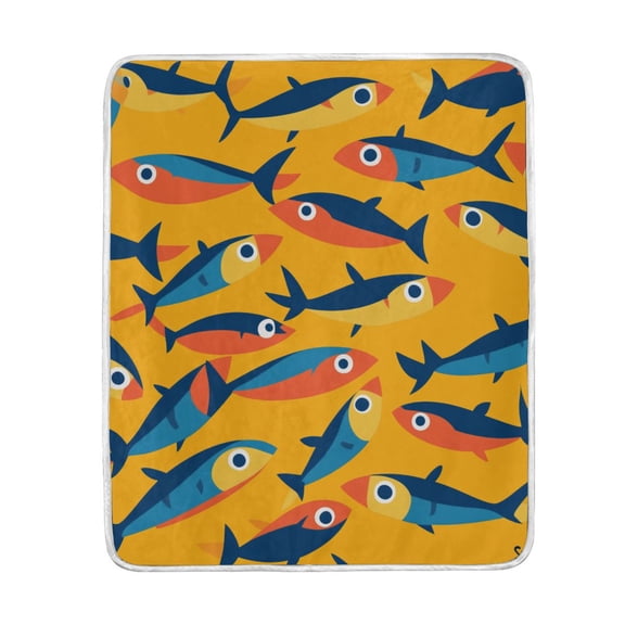 Yayeee Throw Blanket for Couch Soft Warm 50" x 60" Sofa Chair Bed Decoration, Yellow Sardines Pattern