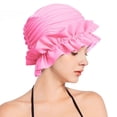 thumbnail image 5 of Pleated Cloth Swim Cap, Elastic Anti-Slip Swim Cap, Women Ear-protecting Bathing Cap Beach Surfing Cap for Long Short Thick Hair, 5 of 7