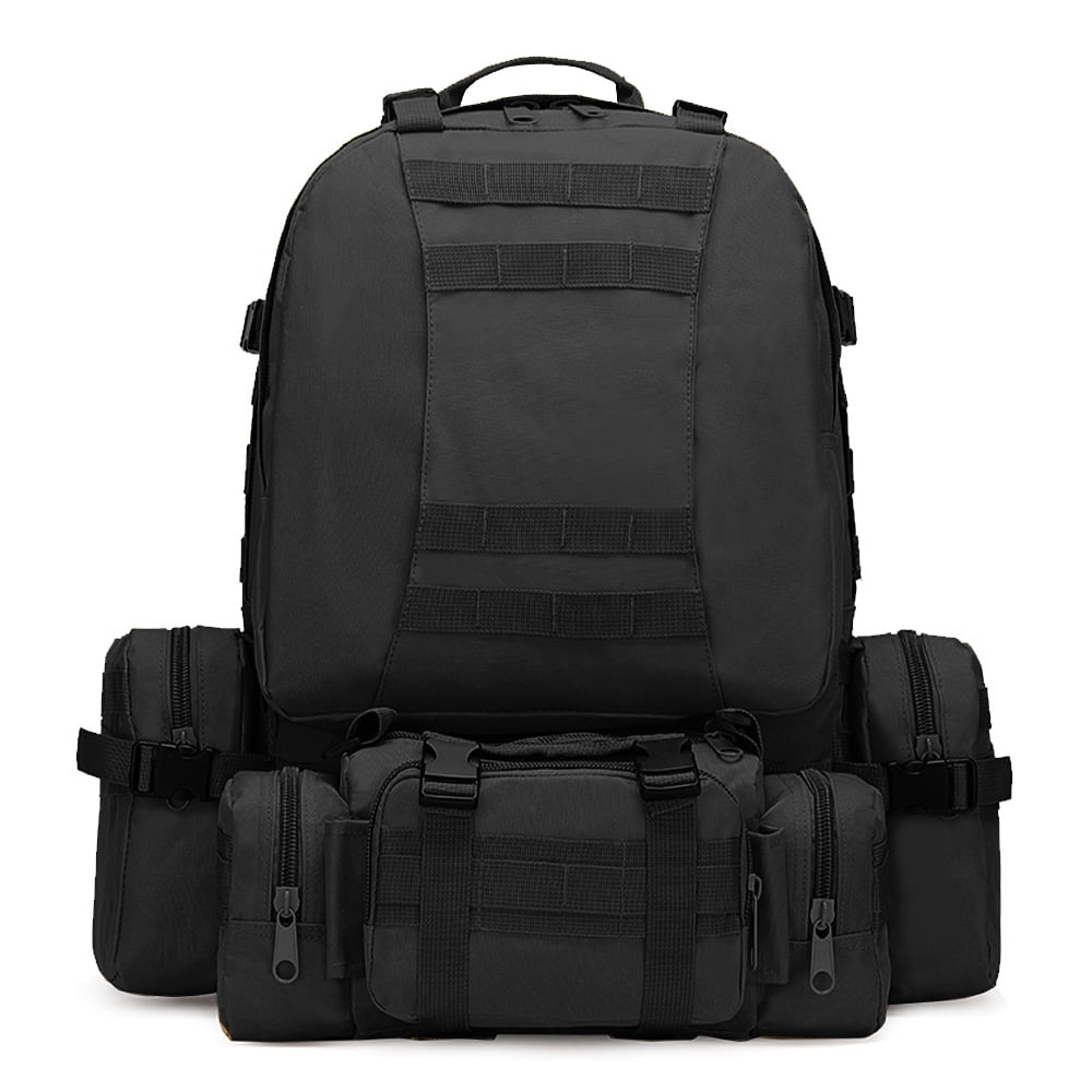 RIBONGZ 50L/ 4 in 1 Outdoor Built-up Camping Backpack Molle Rucksacks for Hiking Hunting Trekking Bag