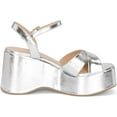 thumbnail image 2 of Chariot & Co Daystar Women's Open Toe Ankle Strap Wedge Heels Platform Trendy Sandals, Silver, Size 7, 2 of 5