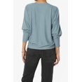 thumbnail image 2 of Haut Côtelé Décontracté à Manches 3/4 Dolman Col Bateau pour Femmes, 2 of 7