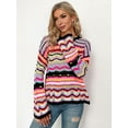 thumbnail image 5 of Women'S Colorful Sweater Crochet Open Knit Long Sleeve Crew Neck Oversized Sweater Black L, 5 of 10
