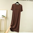 thumbnail image 2 of SBYOJLPB Womens Round Neck Dress Nightgown Solid Color Long Sleepshirts Relaxed Fit Comfortable Everyday Casual Home Wear, 2 of 5