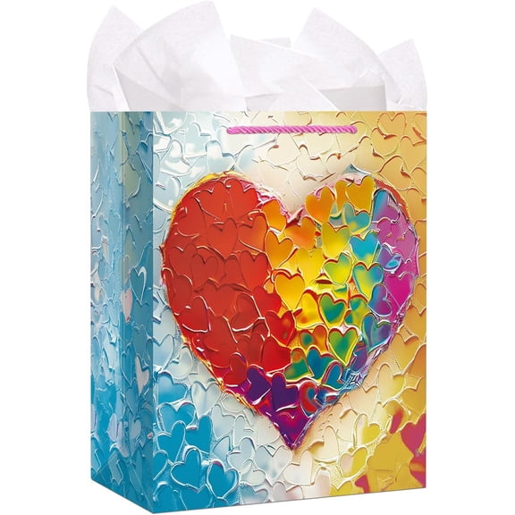 Large Gift Bag with Handle and Tissue Paper for Her-11.5" Colorful Women Girls Wrapping Paper Gift Bags for Birthday Day Mothers Day Valentines Gift Bag Anniversary Day Birthday Party Favors