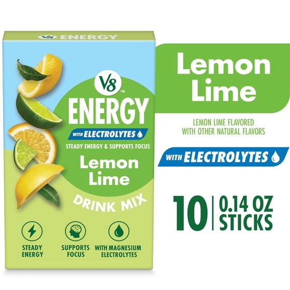 V8 Energy Lemon Lime Energy Drink Powder, 0.14 oz (10 Pack)