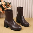 thumbnail image 6 of POROPL Womens Boots Mid Calf High Heel Chunky Shoes,Boots for Saving Size 9, 6 of 6