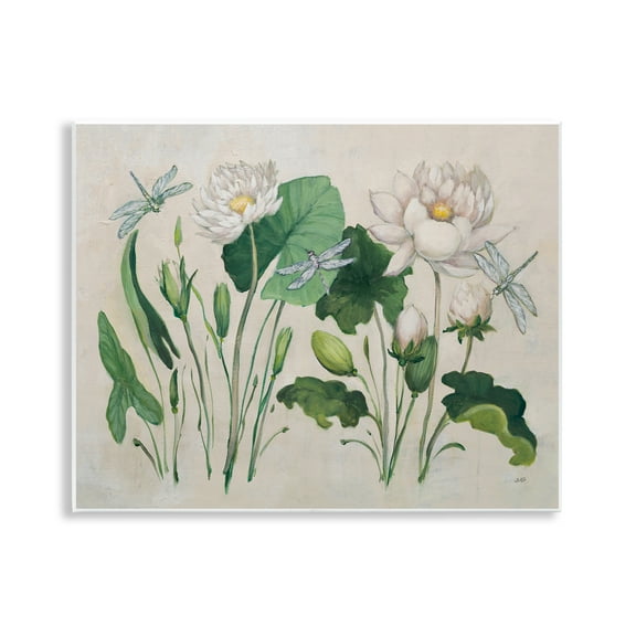Stupell Industries Tranquil Lilies Vintage Plants & Flowers Painting Unframed Art Print Wall Art, 14 x 11