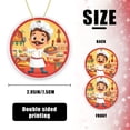 thumbnail image 2 of Funny Christmas Ornament,Chef Holding Cooking Utensils,Xmas Round Ceramic Pendant, 2 of 6