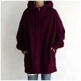 thumbnail image 2 of Fgnfyis Women Solid Color Full Zip Hooded Jacket Lined Streetwear Pullover for Autumn Winter Purple XXXL, 2 of 6