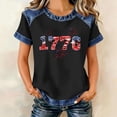 thumbnail image 2 of CIENVNSTG 2026 USA 250th Anniversary Shirt Women 1776 Flag Tee Independence Day Denim Patchwork Graphic Summer Shirt Black XL, 2 of 8