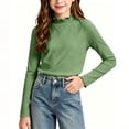 thumbnail image 3 of Acaics Girls' Long-Sleeve Layering T-Shirt: Solid-Color Modal Long-Sleeve Crew Neck Casual High-Neck Top, Ages 1–13, 3 of 7