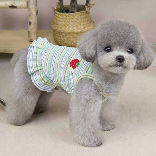 Dog Cat Pet Clothes Green Stripes Soft Polyester Comfortable Indoor Outdoor Apparel For Small Medium Large