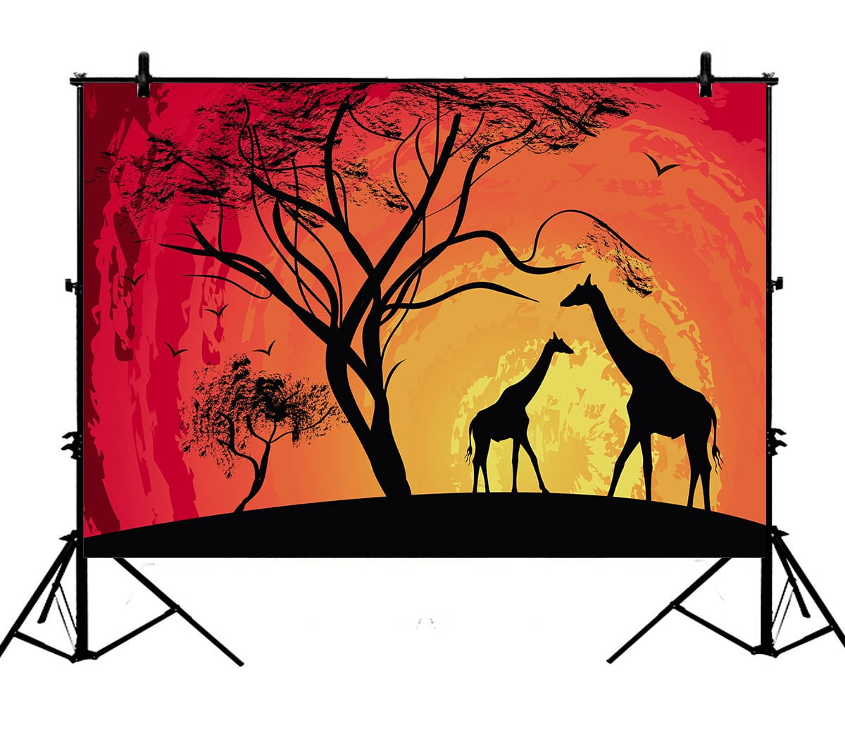 YKCG 7x5ft African Safari Animal Tree of Life Sunset Giraffe Photography Backdrops Polyester Photography Props Studio Photo Booth Props