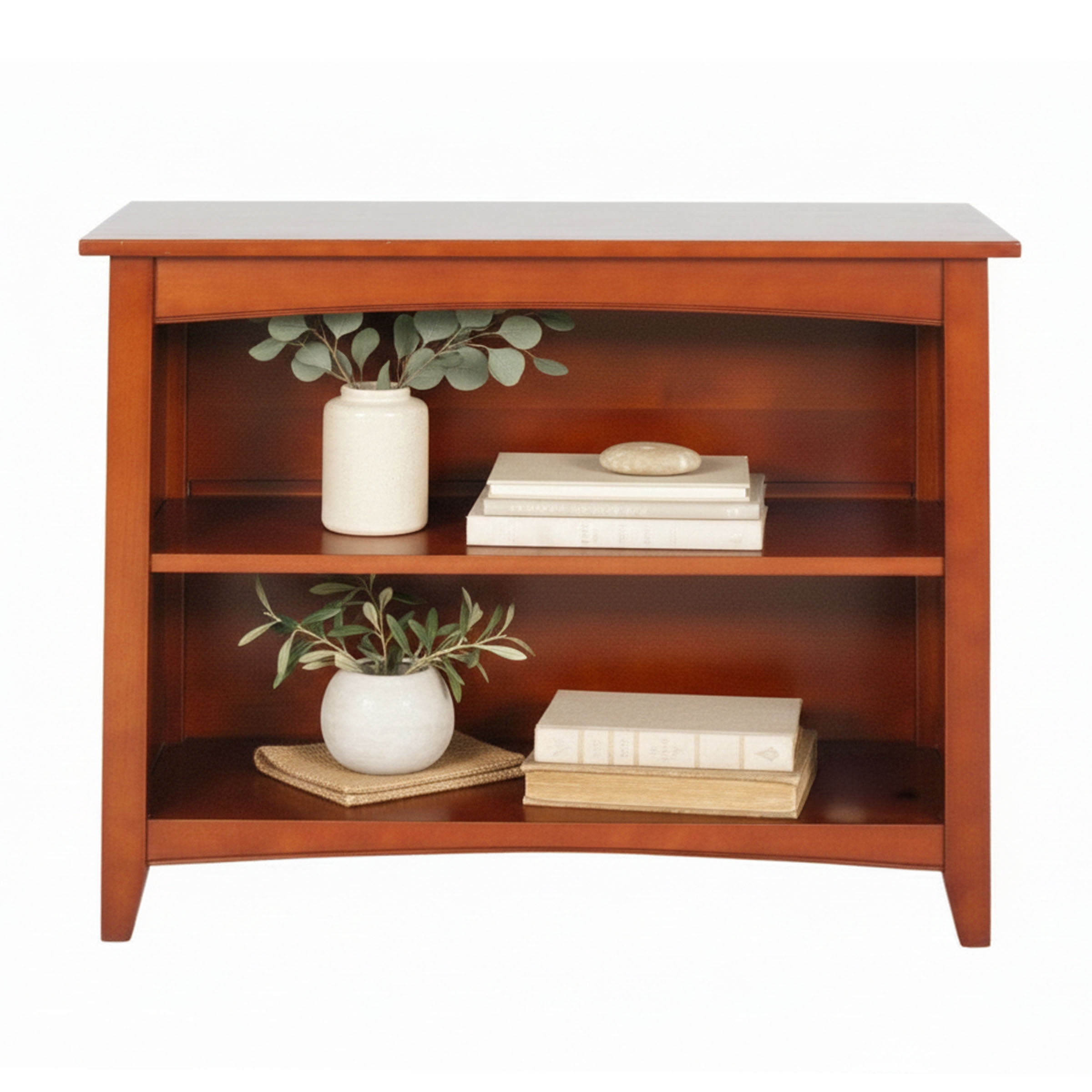 Alaterre Furniture Shaker Cottage 2-Shelf Storage Bookcase, Cherry