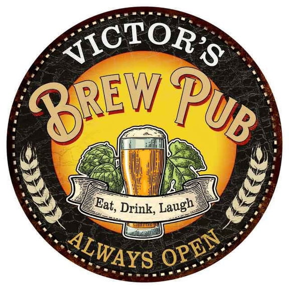 VICTOR'S Beer Pub Man Cave Metal Sign Home Decor 14 inch Round 100140025358