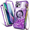 thumbnail image 6 of NageBee Designed for iPhone 13 Pro Max with [Built-in Screen Protector] Case MagSafe Compatible With Diamond Wrist Strap Lanyard, Glitter Floating Liquid Cute Case (Purple), 6 of 6