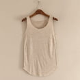 thumbnail image 2 of Mrat Plus Size Summer Tops Sleeveless Women's Solid Color Round Neck Sleeveless Bottom Shirt Versatile Solid Color Round Neck Plus Size Summer Tops Sleeveless S-263 Beige One Size, 2 of 6