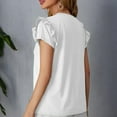 thumbnail image 3 of FAIWAD Womens Summer Ruffle Sleeve Shirt Plus Size Loose Crewneck Tops Elegant Comfy Daily T Shirts, 3 of 3