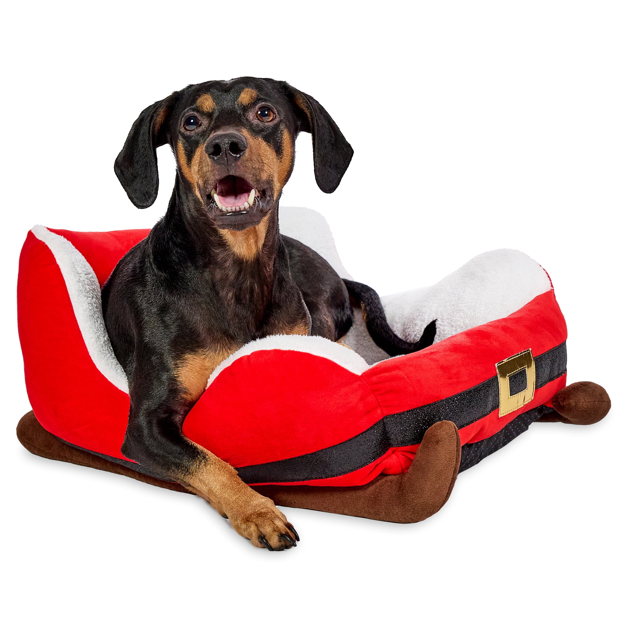 Vibrant Life Santa's Sleigh Small Holiday Pet Bed, Red and White, 19" x 16" x 11"