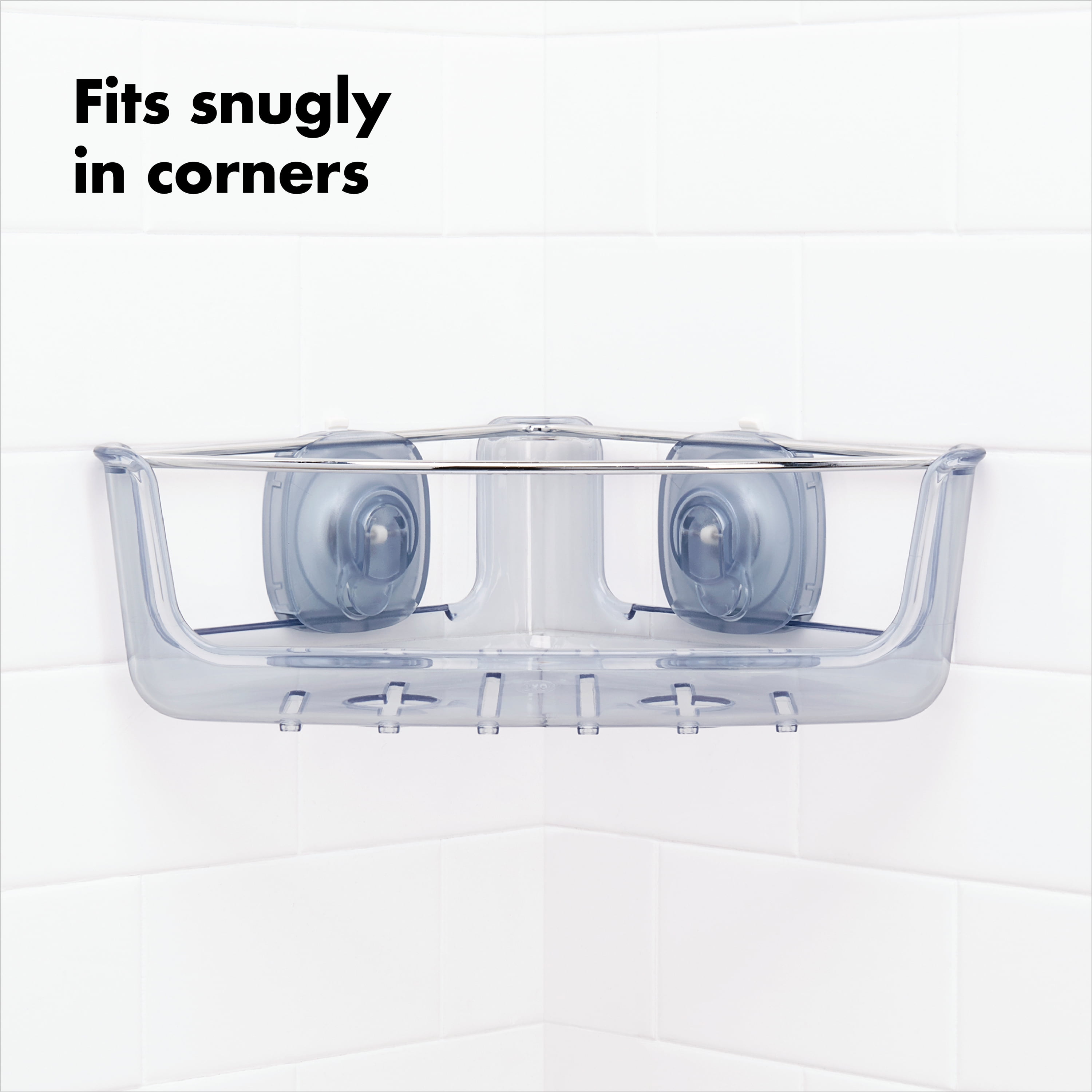 OXO StrongHold Suction Corner Basket for Bathtub & Shower Storage