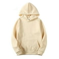 thumbnail image 1 of Yeahdor Men's Basic Long Sleeve Drawstring Hoodie Sweatshirt Casual Solid Color Pullover Tops Khaki 4XL, 1 of 3