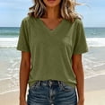 thumbnail image 5 of VBVC Women's V Neck Short Sleeve T-Shirt , Ladies' Loose Fit Breathable Casual Tee , Lightweight Basic Summer Tops For Women,Army Green,S-2XL, 5 of 7