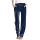 thumbnail image 3 of RKSTN Women's Velvet Wide Leg Pants Plus Size Drawstring Elastic Waisted Straight Leg Velour Pant Womens Casual Solid Oversized Relaxed Fits Loose Comfortable Velvets Jogger Trousers with Pockets, 3 of 7
