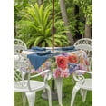 thumbnail image 3 of Outdoor Tablecloths with Umbrella Hole & Zipper, Pink Flowers Round Tablecloths 60 Inch, Spring Floral Elegant Pastoral Wooden Waterproof Table Cloth, Patio/Pool/Picnic Table Covers, 3 of 8